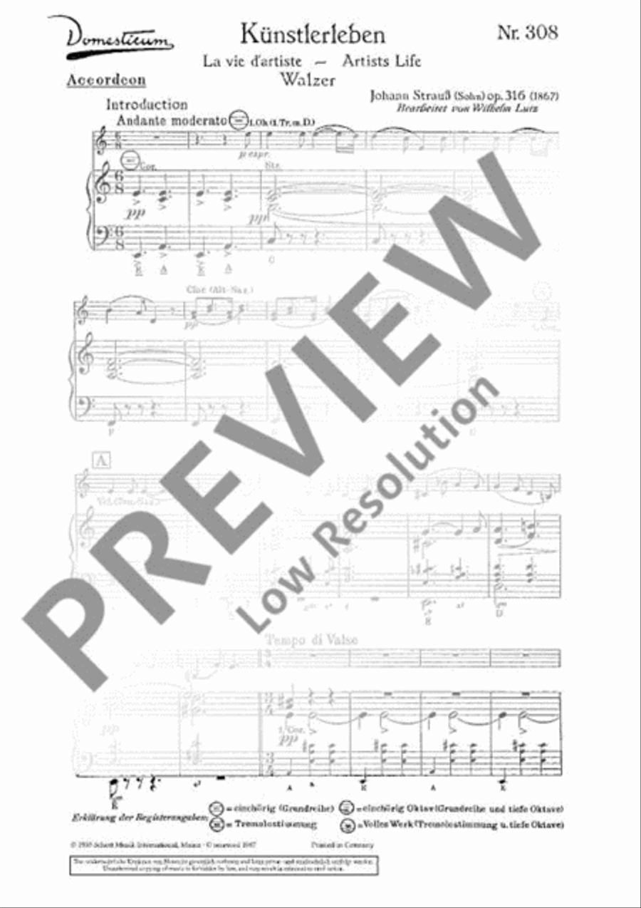 Künstlerleben Orchestra scores gallery preview page 14