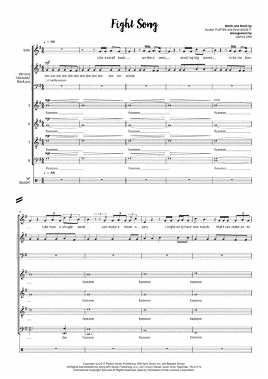 Fight Song 4-Part scores gallery preview page 1