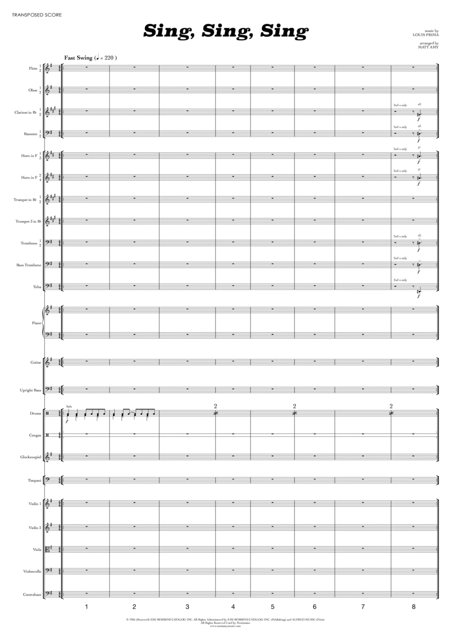 Sing, Sing, Sing Sing, Sing, Sing Full Orchestra scores gallery preview page 1