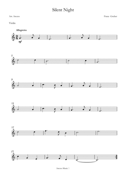 Silent Night for beginners violin and cello sheet music image number null