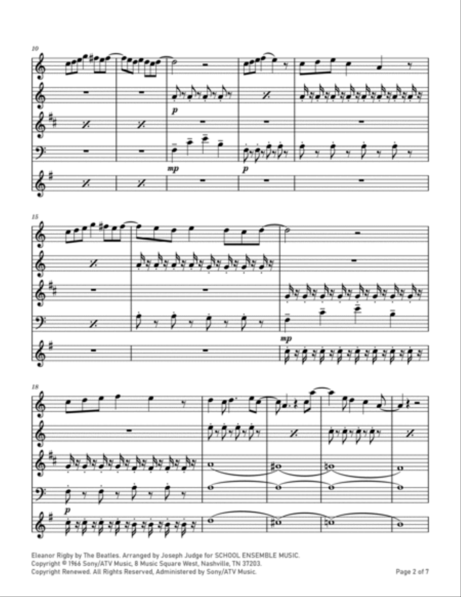Eleanor Rigby Woodwind Quartet scores gallery preview page 2