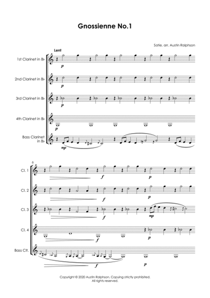 Gnossienne No.1 (Erik Satie) - clarinet quintet image number null