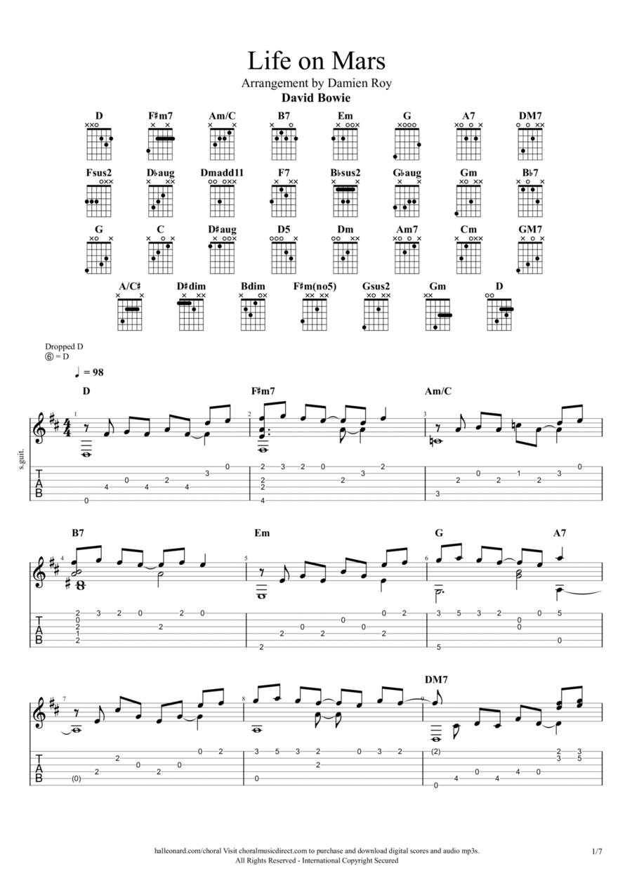 Life On Mars Electric Guitar scores gallery preview page 1