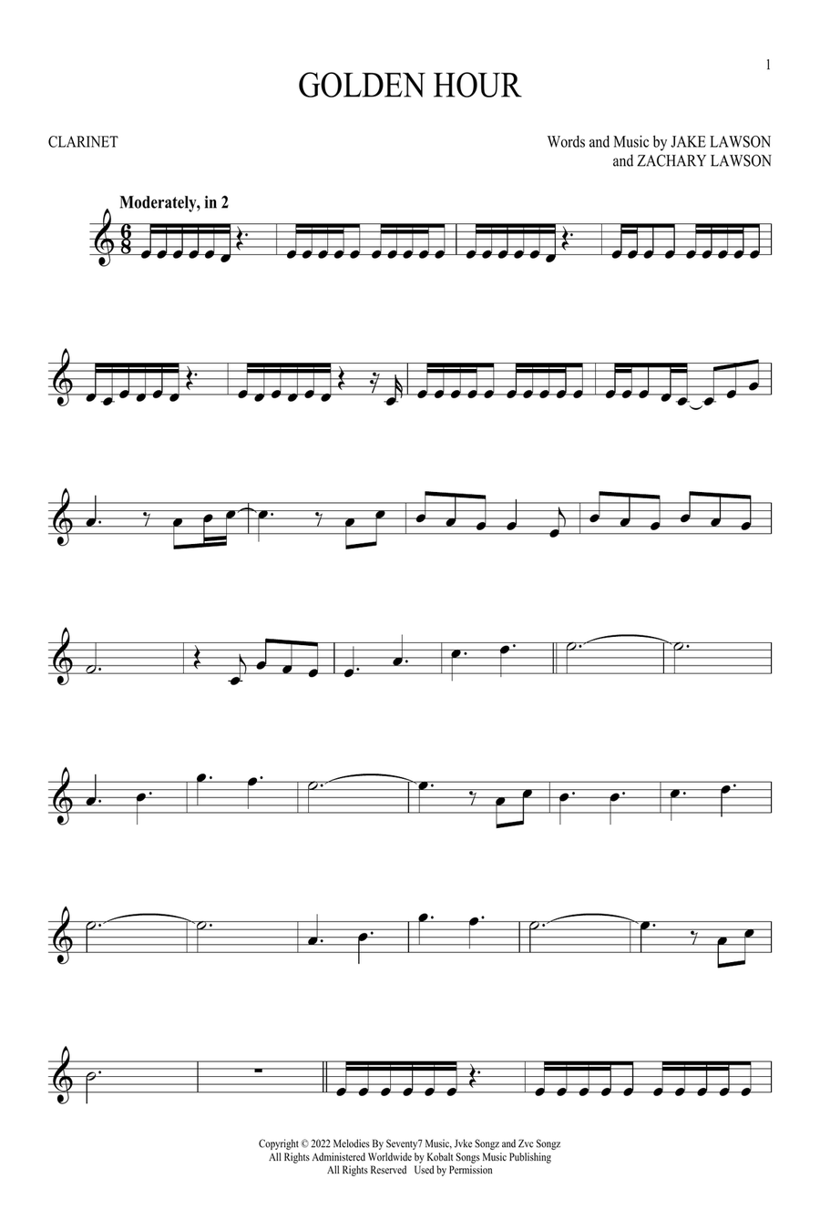 Golden Hour Clarinet Solo scores gallery preview page 1