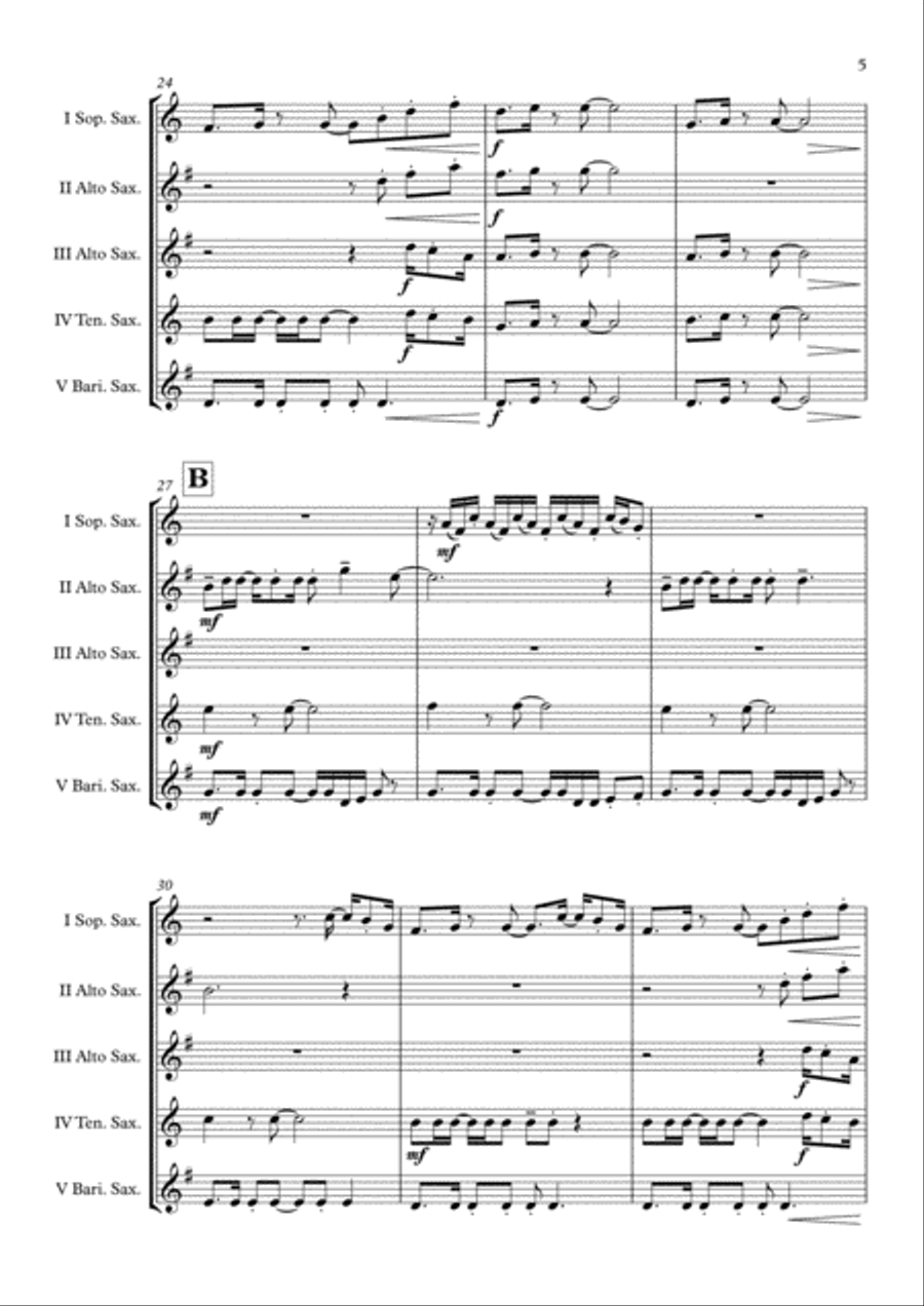 Overture/prologue Overture/prologue Saxophone Quintet scores gallery preview page 6