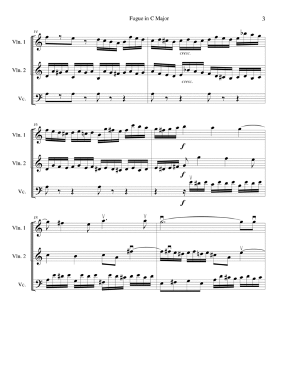 Fugue in C Major String Trio scores gallery preview page 3