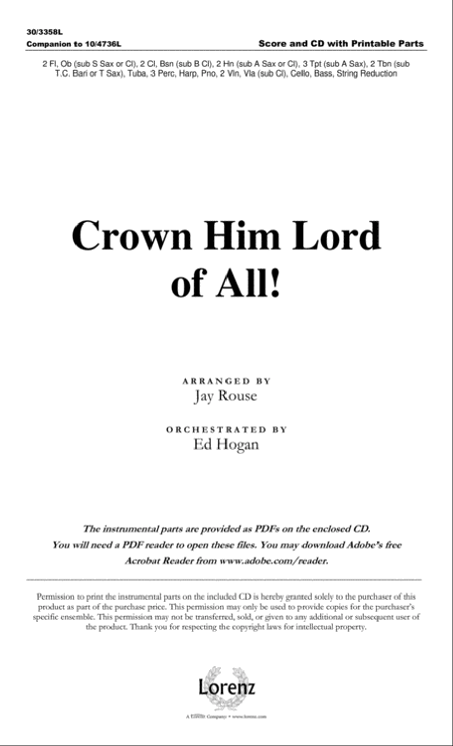 Crown Him Lord of All! - Full Orchestra Score and CD with Printable Parts Choir scores gallery preview page 2
