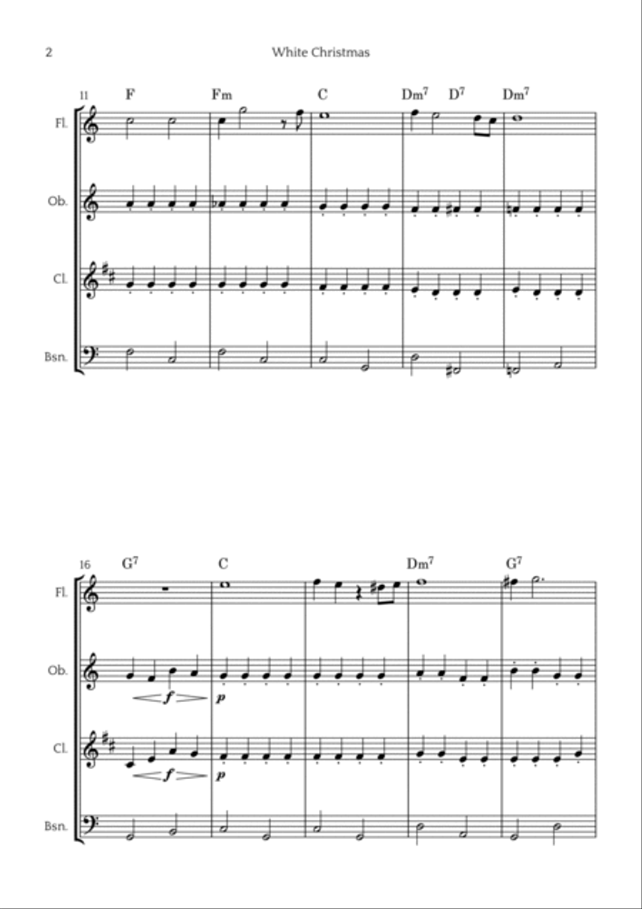 White Christmas Woodwind Quartet scores gallery preview page 2