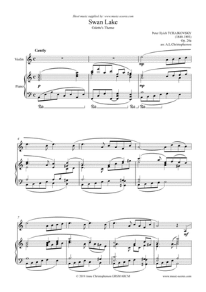 Swan Lake - Odette's Theme - Violin and Piano