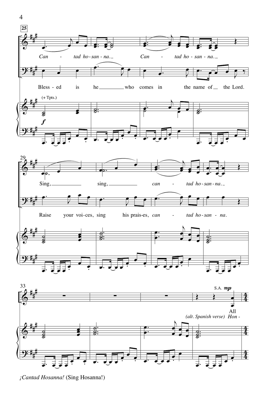 Cantad Hosanna! (Sing Hosanna!) by Joel Raney Choir - Digital Sheet Music page 4