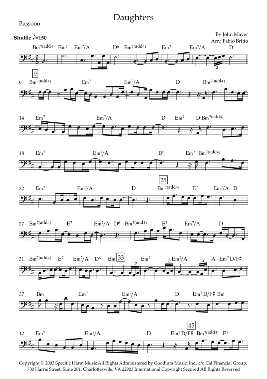 Daughters Daughters Bassoon Solo scores gallery preview page 1