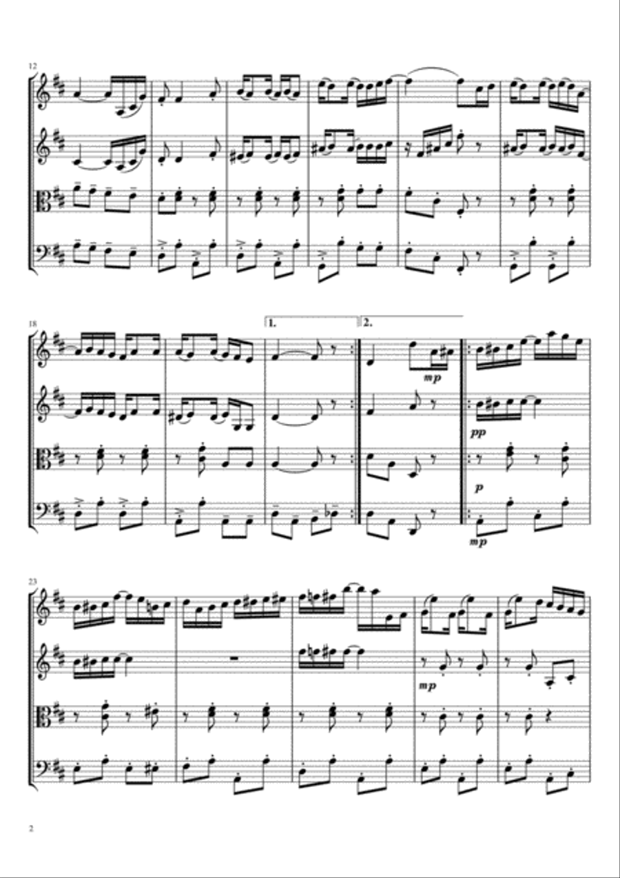 The Easy Winners for String Quartet (