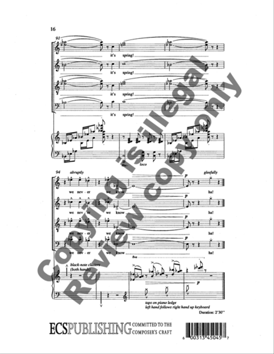 Two Songs: 1. spring! 4-Part scores gallery preview page 16