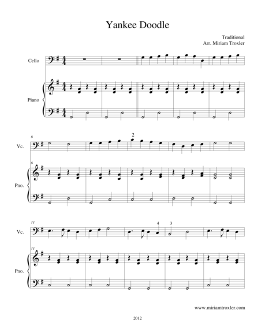Yankee Doodle Piano scores gallery preview page 1