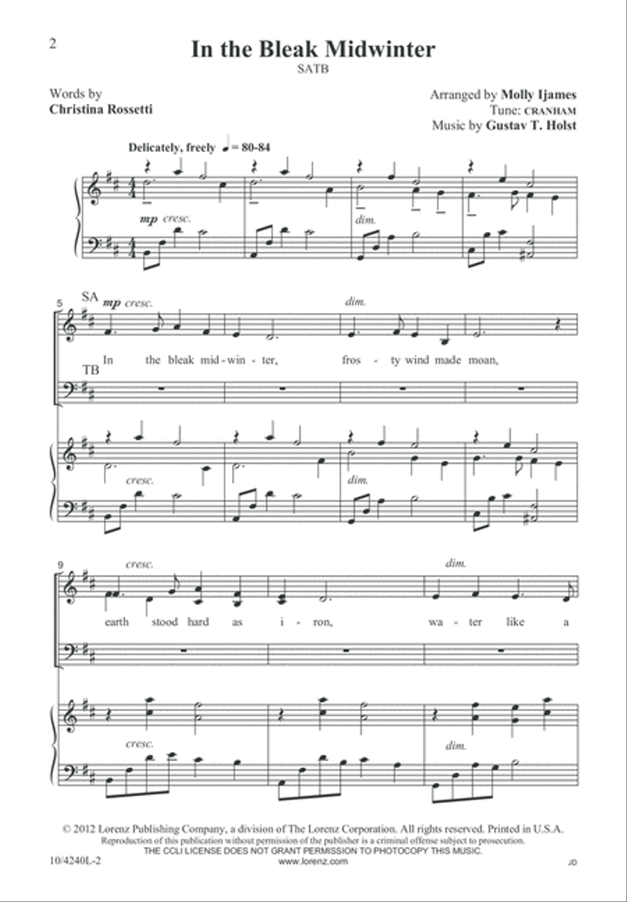 In the Bleak Midwinter In the Bleak Midwinter 4-Part scores gallery preview page 2