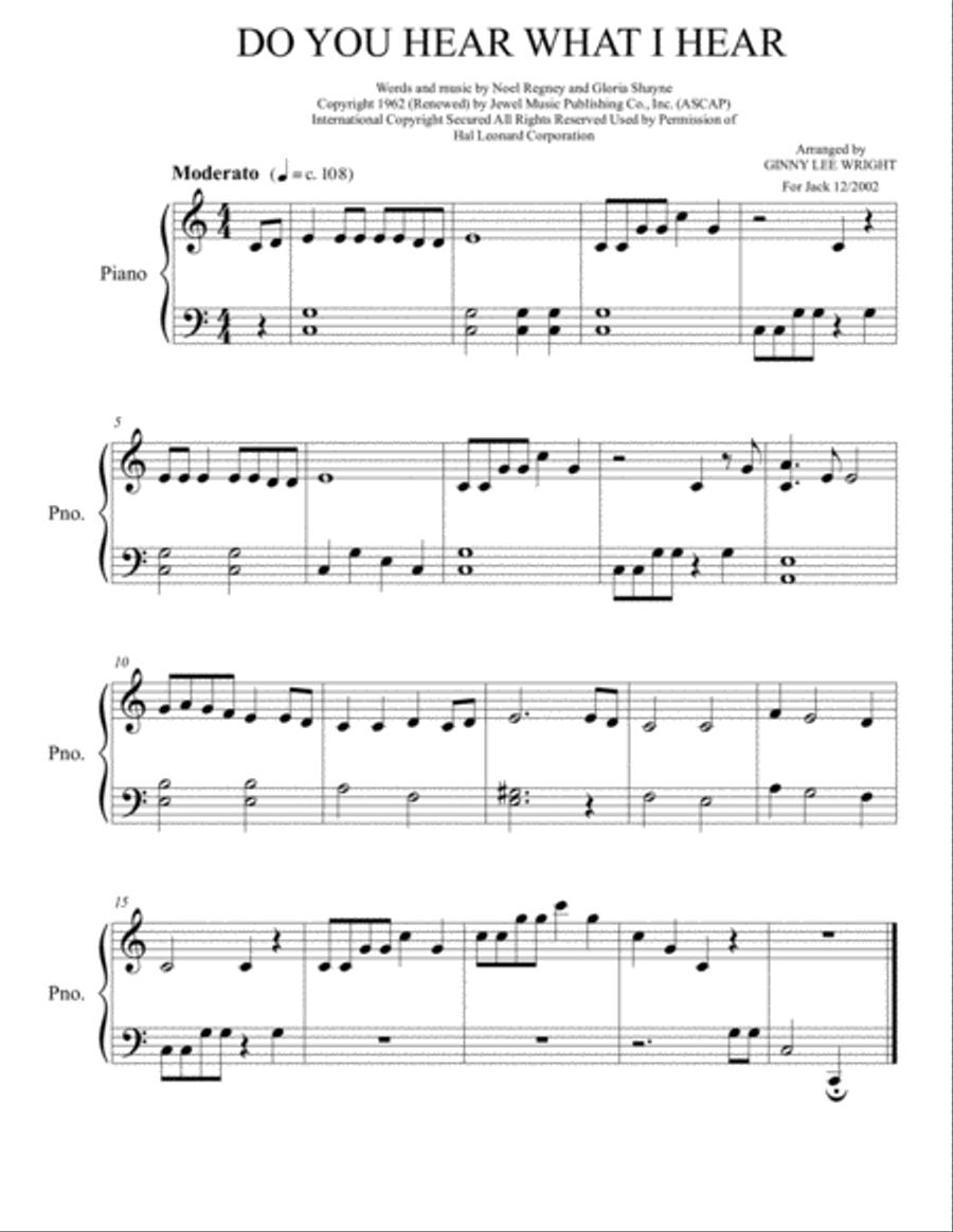 Do You Hear What I Hear Piano Solo scores gallery preview page 1