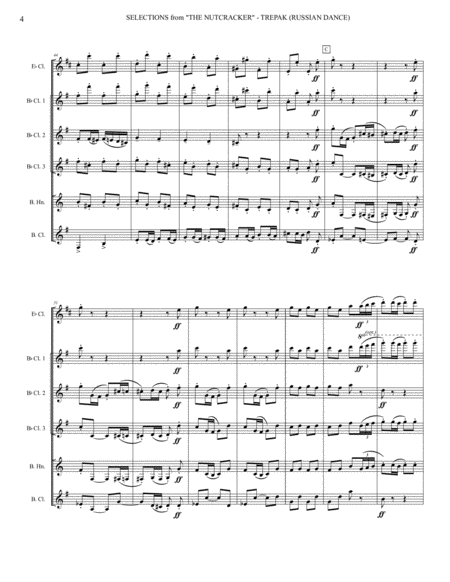 Trepak from "The Nutcracker" for Clarinet Quartet
