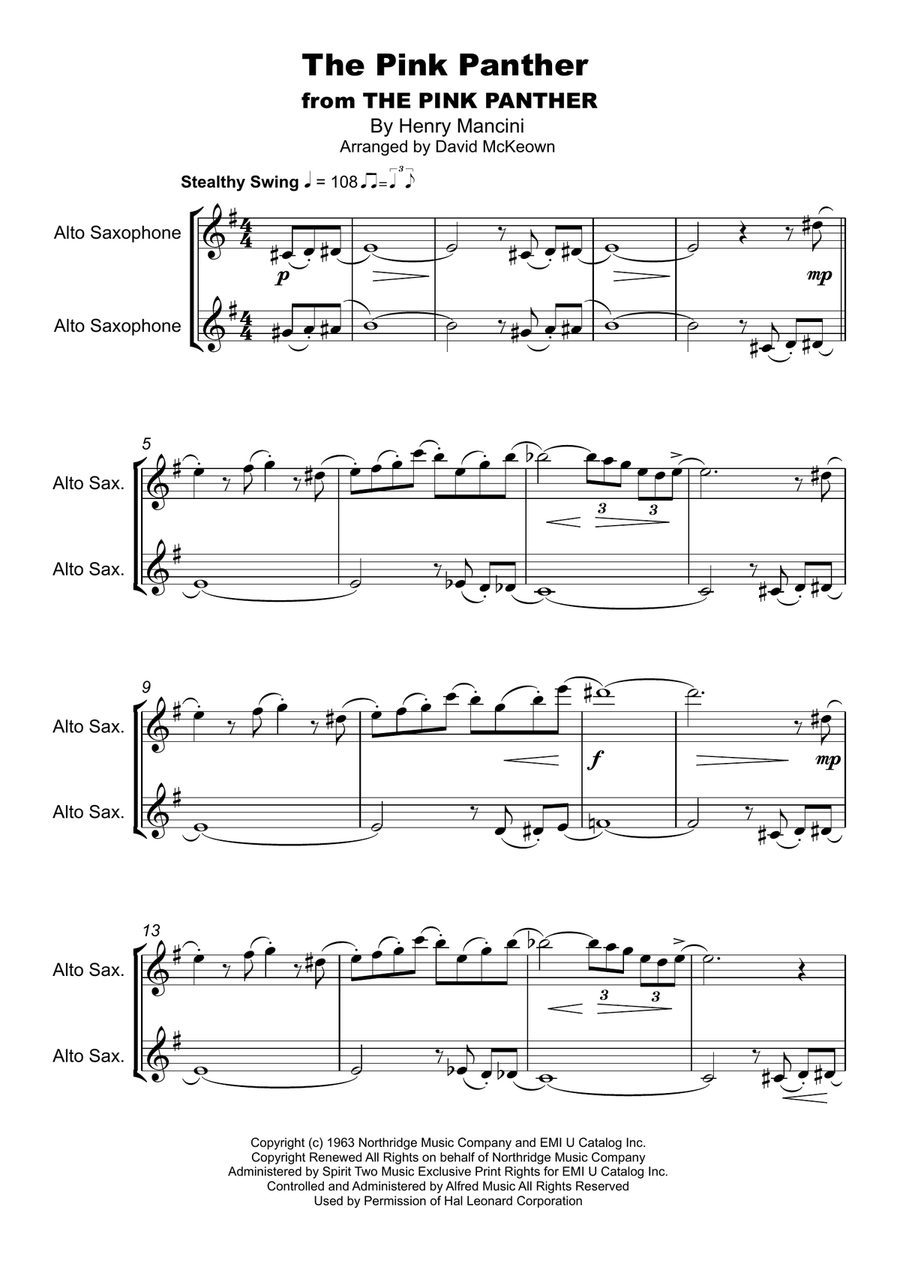 The Pink Panther from THE PINK PANTHER Woodwind Duet scores gallery preview page 2