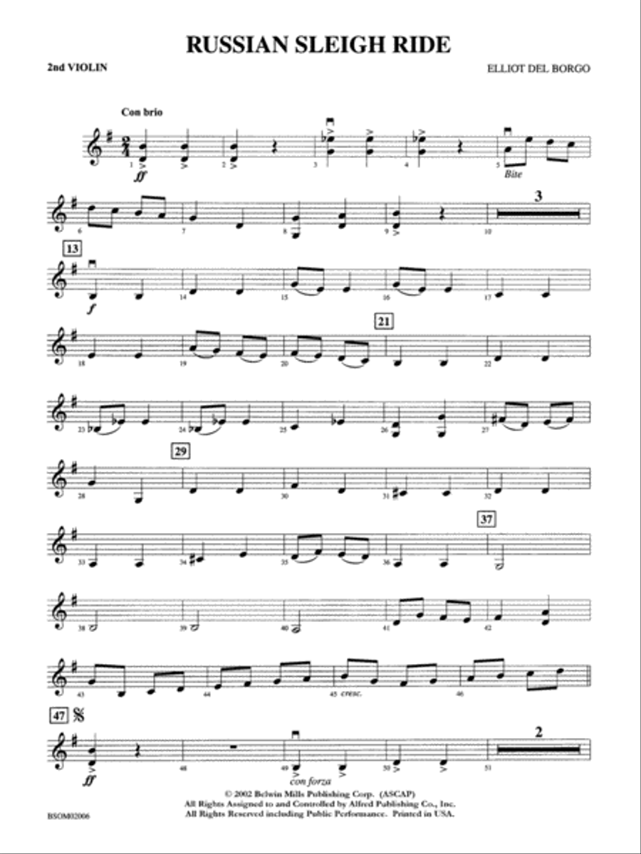 Russian Sleigh Ride: 2nd Violin String Orchestra scores gallery preview page 1