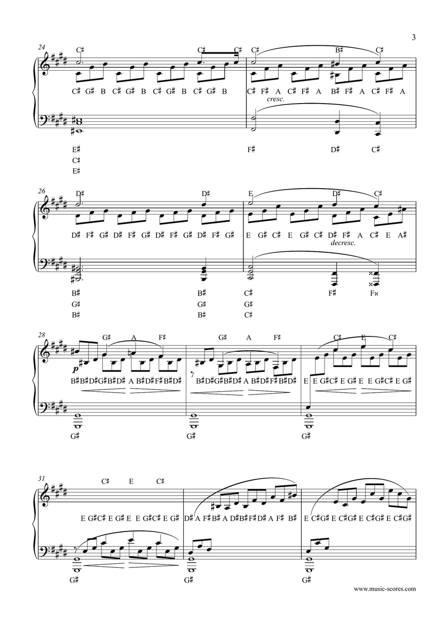 Moonlight Sonata - 1st movement - original version with note names Piano Solo scores gallery preview page 3