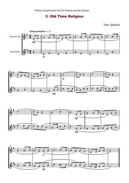 18 Easy Gospel Duets Vol.2 for Clarinet and Alto Clarinet