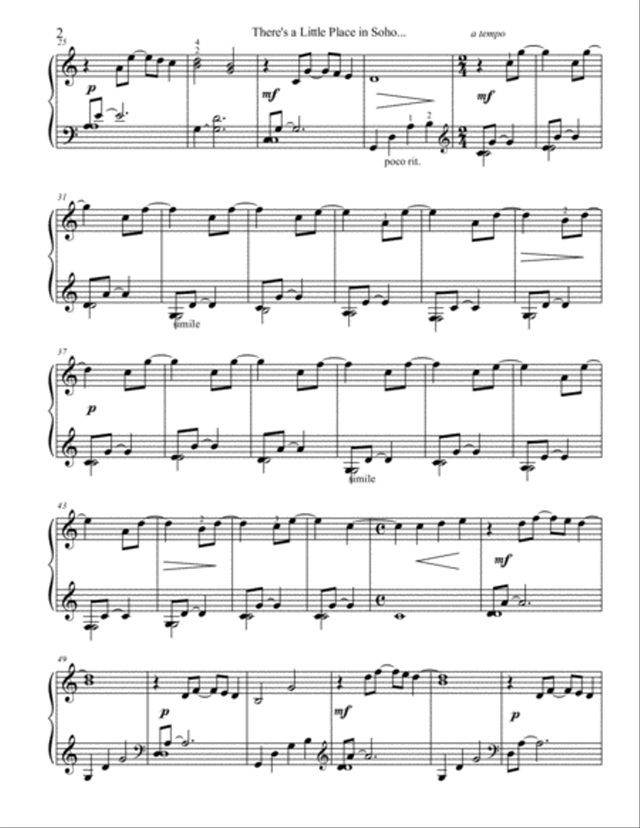 There's a Little Shop in Soho Piano Solo scores gallery preview page 2