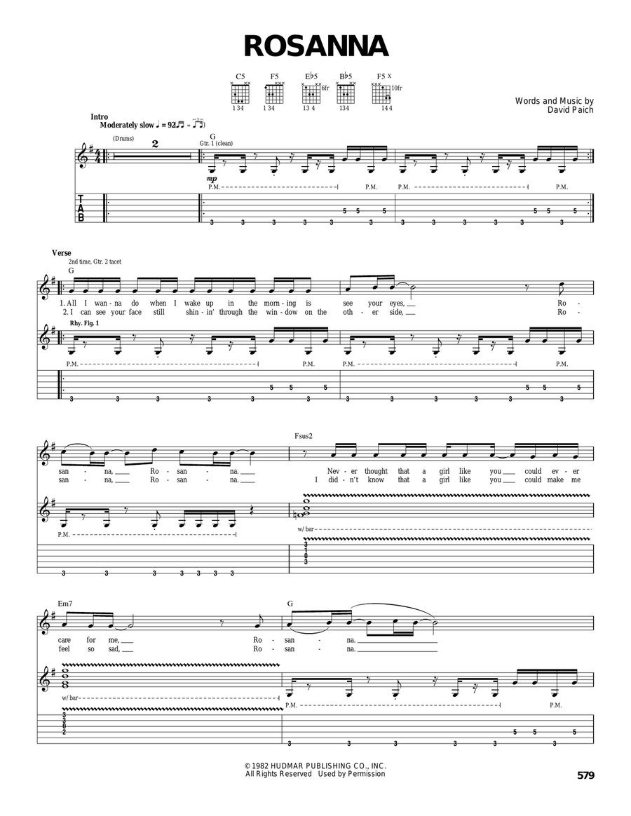 Rosanna Acoustic Guitar scores gallery preview page 1