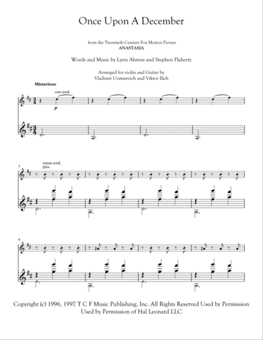 Once Upon A December from the Twentieth Century Fox Motion Picture ANASTASIA Small Ensemble scores gallery preview page 2