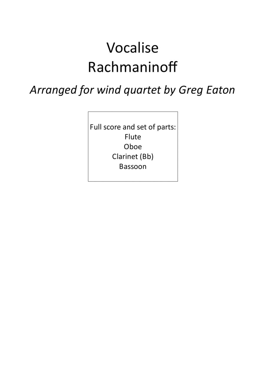 Vocalise Woodwind Quartet scores gallery preview page 1