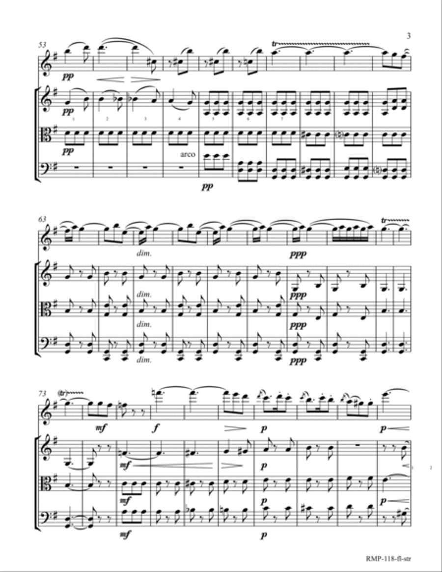 Wolf - Italian Serenade (for flute with strings (Vn., Vl., Vc.)) Small Ensemble scores gallery preview page 3