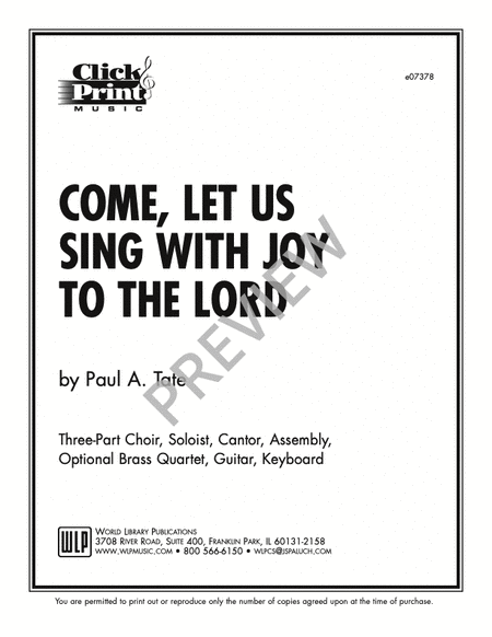 Come Let Us Sing With Joy to the Lord