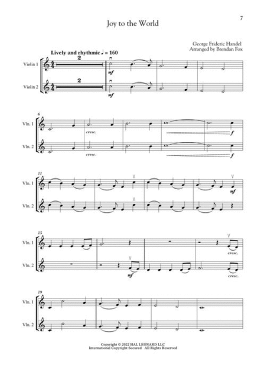 Christmas Carols for Violin Duet and Piano