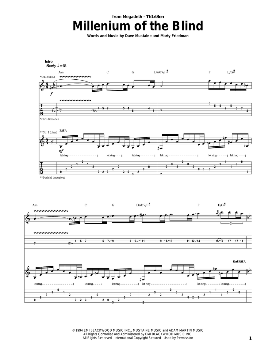Millenium Of The Blind Acoustic Guitar scores gallery preview page 1