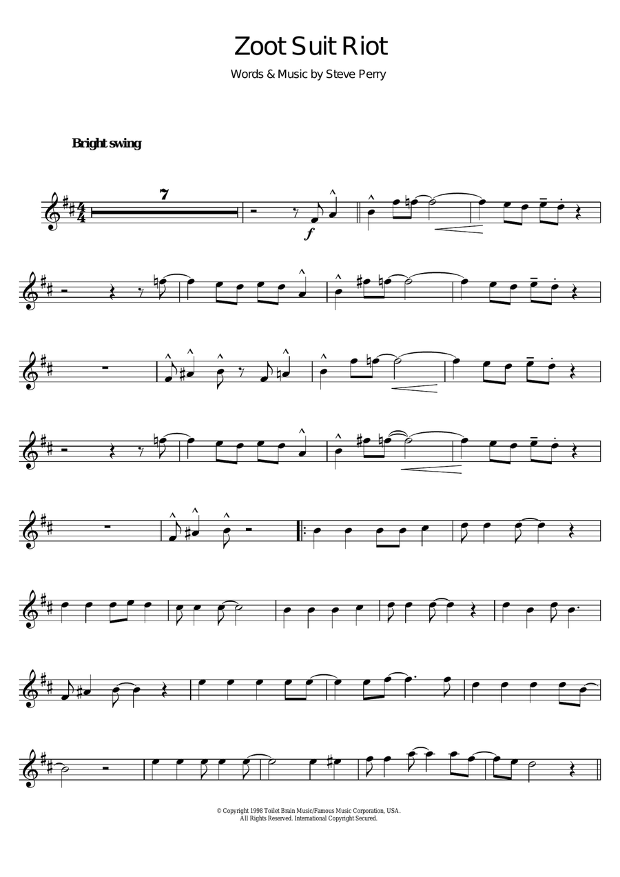 Zoot Suit Riot Tenor Saxophone scores gallery preview page 1