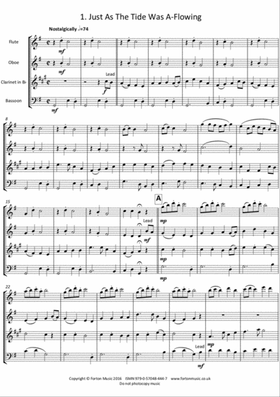 Five Traditional Folksongs for Wind Quartet Woodwind Quartet scores gallery preview page 2