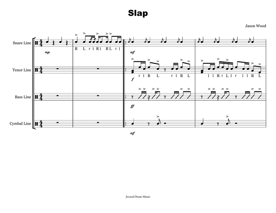 Slap (Drumline Cadence) Marching Band scores gallery preview page 1