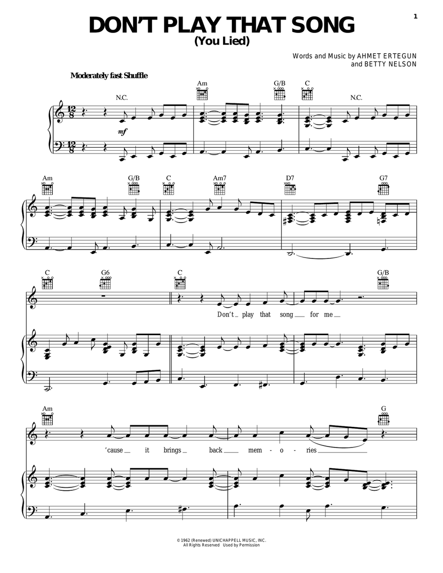 Don't Play That Song (You Lied) Acoustic Guitar scores gallery preview page 1