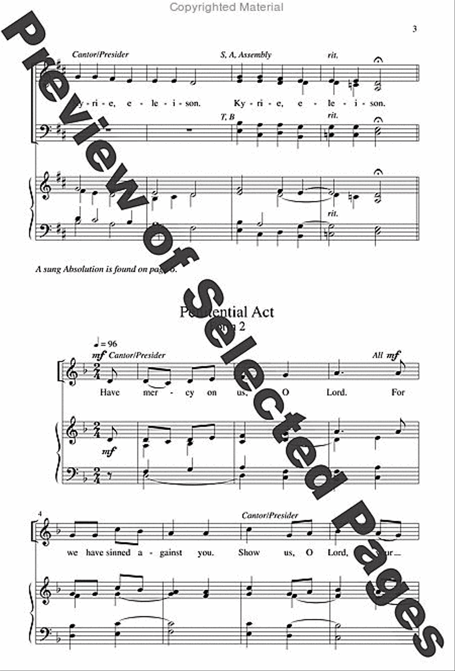 Mass for a Servant Church - Choral / Accompaniment edition 4-Part scores gallery preview page 3