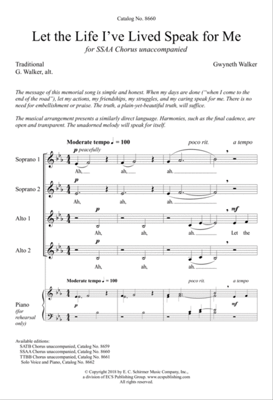 Let the Life I've Lived Speak for Me SSAA scores gallery preview page 2