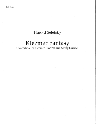 Book cover for Klezmer Fantasy: Concertino for Klezmer Clarinet and String Quartet