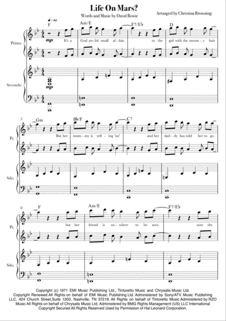 Life On Mars 1 Piano, 4-Hands scores gallery preview page 2