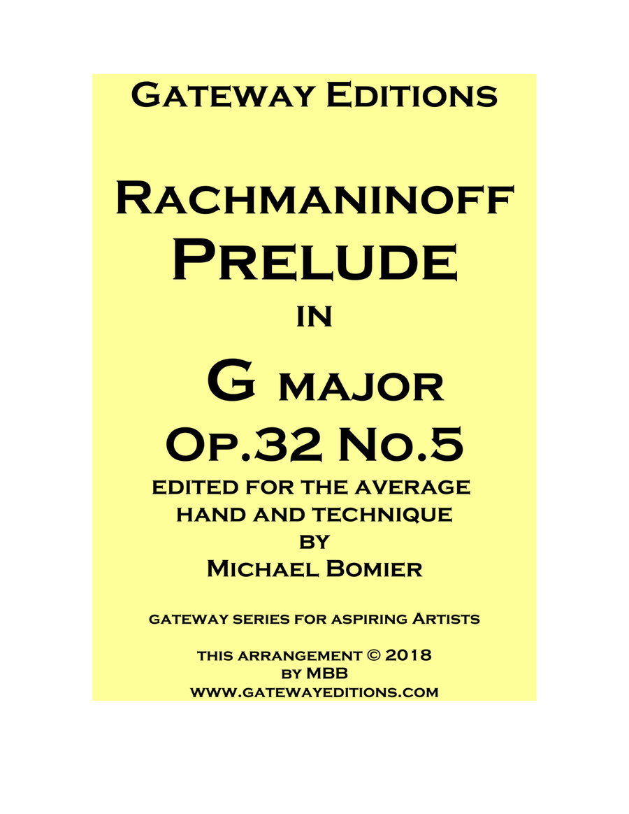 Prelude in G major Op.32. No.5 Simplified Version for piano solo Piano Solo scores gallery preview page 1