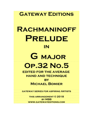 Book cover for Prelude in G major Op.32. No.5 Simplified Version for piano solo