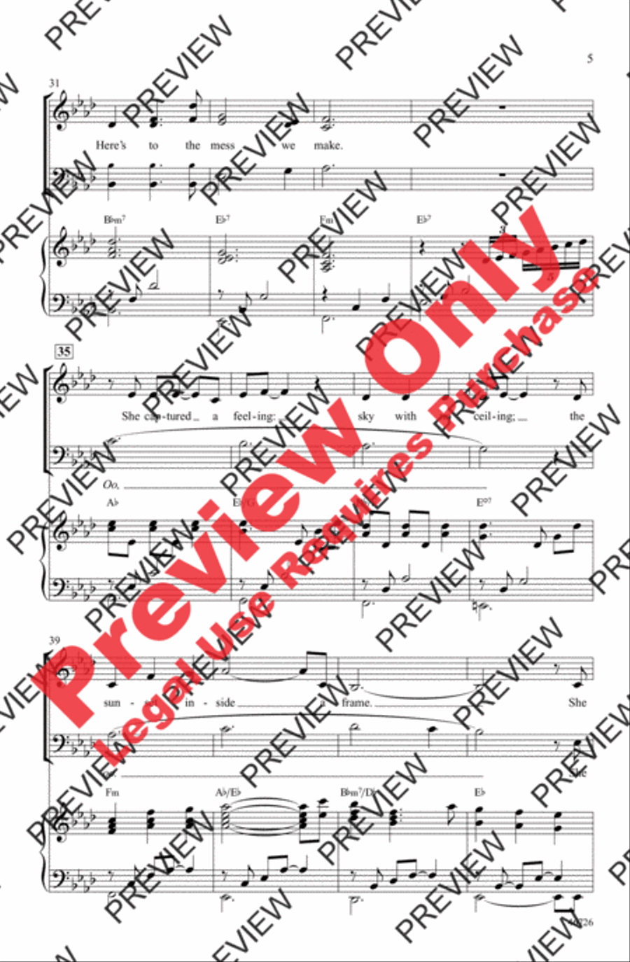 Audition (The Fools Who Dream) 3-Part scores gallery preview page 5