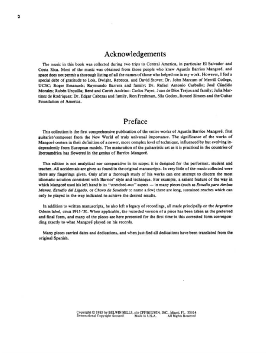 Guitar Works of Agustin Barrios Mangore, Volume 4 Classical Guitar scores gallery preview page 2
