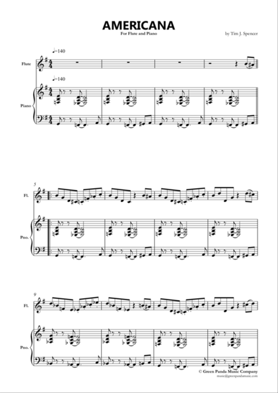 Americana Flute Solo scores gallery preview page 1