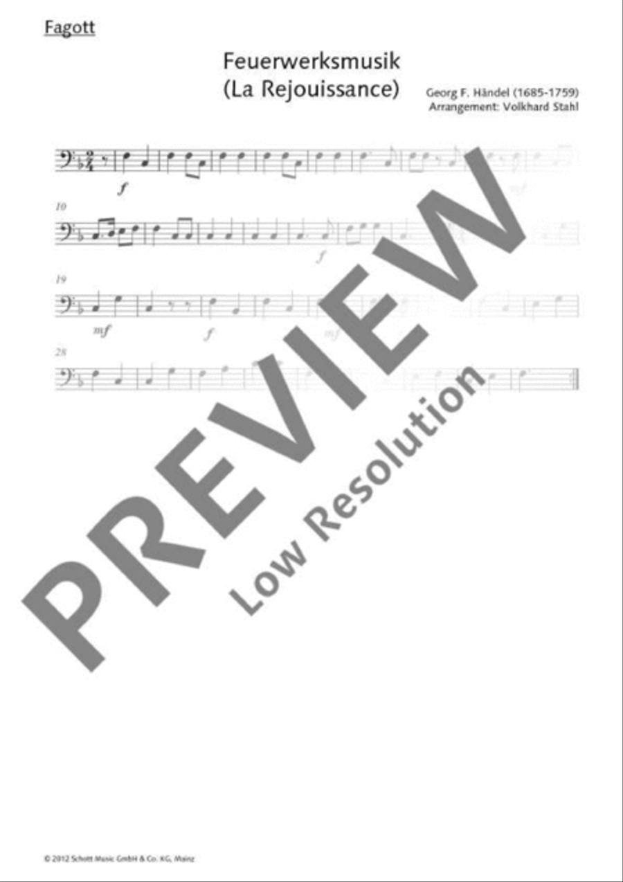 Feuerwerksmusik Feuerwerksmusik Bassoon scores gallery preview page 13