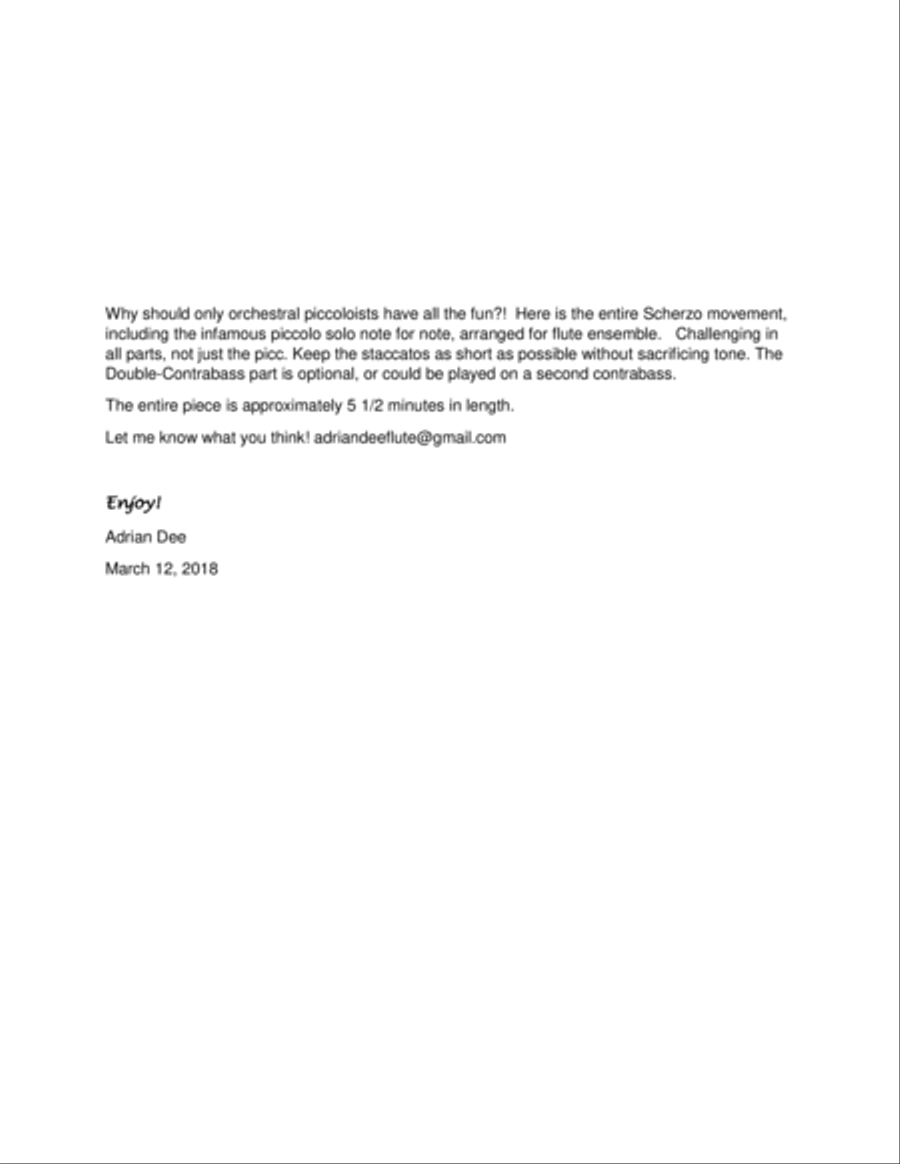 Scherzo from Syphony No. 4 Flute Choir scores gallery preview page 2