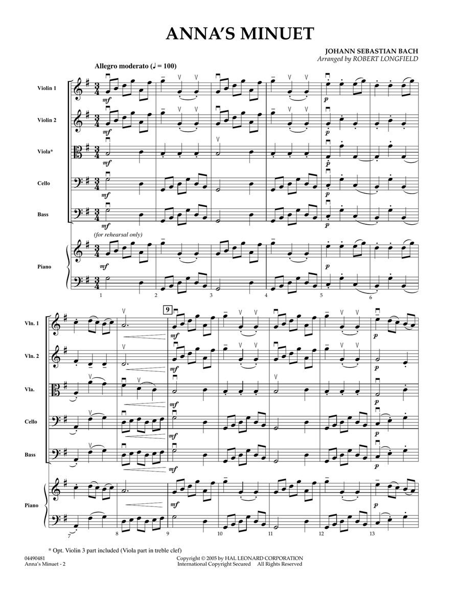 Anna's Minuet - Conductor Score (Full Score) String Orchestra scores gallery preview page 1