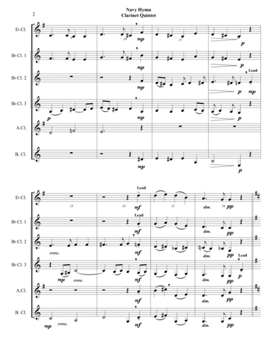 Navy Hymn ("Eternal Father, Strong to Save") - Clarinet Choir - Intermediate Level image number null